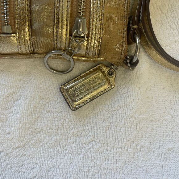 Vintage Coach Women's Poppy Metallic Gold Crossbody 2000’s Y2K Purse Bag - Picture 9 of 12